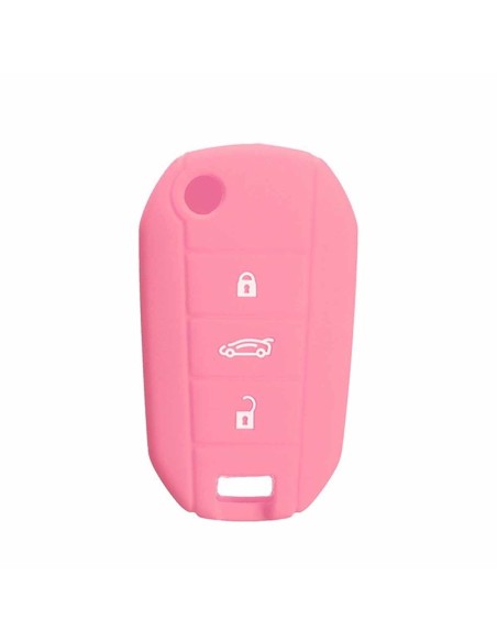 Guscio Silicone Cover Chiave Telecomando Peugeot e Citroen Portachiavi Rosa Peugeot 208 301 308 408 508 2008 3008 5008 Citroen Cactus C3 C5 C6 C8 C4L DS3 DS4 DS5