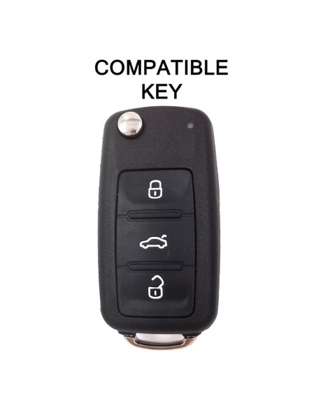 Guscio Silicone Cover Chiave per Telecomando Volkswagen Seat Skoda Portachiave Bianco VW Golf Passat Polo Touran Tiguan Eos Sharan Touareg Phateon Caddy T5 Amarok Lupo Seat Altea Alhambra Leon Ibiza Exeo Cordoba Arosa Skoda Octavia Fabia Superb Roomster