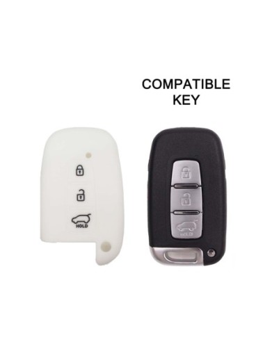 Guscio Silicone Cover Chiave per Telecomando KIA Hyundai Keyless-Entry 3 Tasti Bianco per KIA Sportage Sorento Picanto Venga Carens Opitma Rio Soul K5 CK Santa Fe e Hyundai i30 i30 Coupe i40 IX20 IX35 