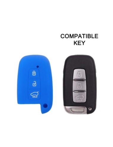 Guscio Silicone Cover Chiave per Telecomando KIA Hyundai Keyless-Entry 3 Tasti Blu per KIA Sportage Sorento Picanto Venga Carens Opitma Rio Soul K5 CK Santa Fe e Hyundai i30 i30 Coupe i40 IX20 IX35 