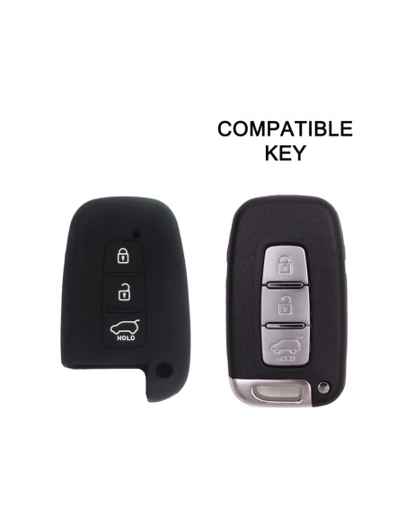 Guscio Silicone Cover Chiave per Telecomando KIA Hyundai Keyless-Entry 3 Tasti Nero per KIA Sportage Sorento Picanto Venga Carens Opitma Rio Soul K5 CK Santa Fe e Hyundai i30 i30 Coupe i40 IX20 IX35 