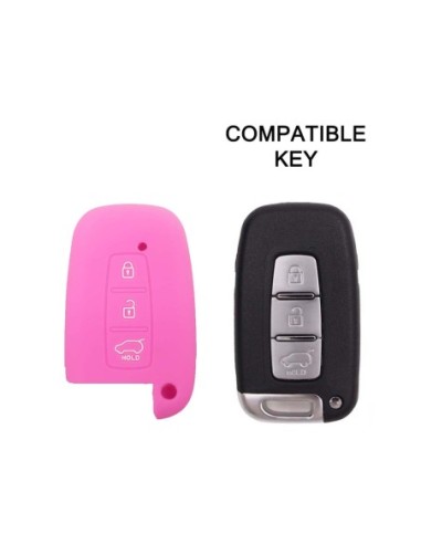 Guscio Silicone Cover Chiave per Telecomando KIA Hyundai Keyless-Entry 3 Tasti Rosa per KIA Sportage Sorento Picanto Venga Carens Opitma Rio Soul K5 CK Santa Fe e Hyundai i30 i30 Coupe i40 IX20 IX35 
