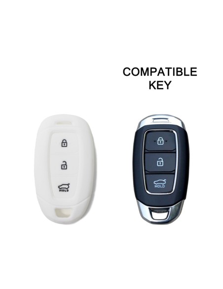 Guscio Silicone Cover Chiave Telecomando Hyundai Bianco Keyless-Entry 3 Tasti per i30 ix35 IG Solaris Azera Elantra Grandeur Accent Santa Fe