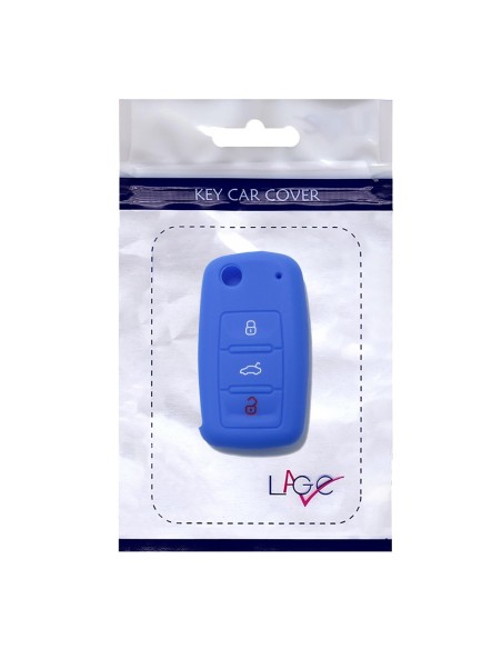 Guscio in Silicone Cover Chiave per Telecomando Volkswagen Seat Skoda Portachiave Blu VW Golf Passat Polo Touran Tiguan Eos Sharan Touareg Phateon Caddy T5 Amarok Lupo Seat Altea Alhambra Leon Ibiza Exeo Cordoba Arosa Skoda Octavia Fabia Superb Roomster