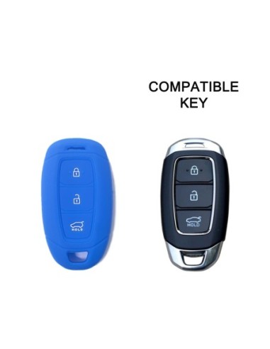 Guscio Silicone Cover Chiave Telecomando Hyundai Blu Keyless-Entry 3 Tasti per i30 ix35 IG Solaris Azera Elantra Grandeur Accent Santa Fe