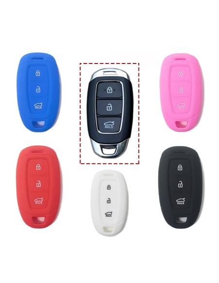 Guscio Silicone Cover Chiave Telecomando Hyundai Blu Keyless-Entry 3 Tasti per i30 ix35 IG Solaris Azera Elantra Grandeur Accent Santa Fe