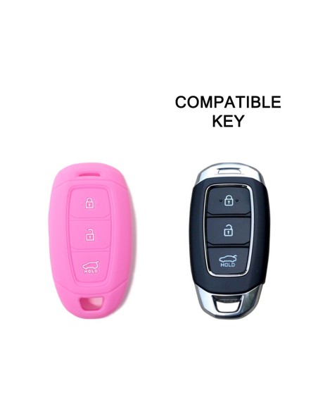 Guscio Silicone Cover Chiave Telecomando Hyundai Rosa Keyless-Entry 3 Tasti per i30 ix35 IG Solaris Azera Elantra Grandeur Accent Santa Fe