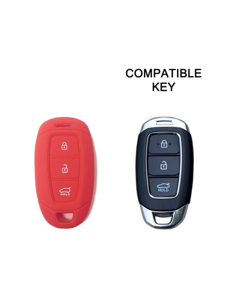 Guscio Silicone Cover Chiave Telecomando Hyundai Rosso Keyless-Entry 3 Tasti per i30 ix35 IG Solaris Azera Elantra Grandeur Accent Santa Fe