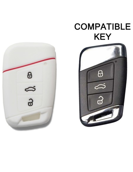 Guscio Silicone Cover Chiave per Telecomando Volkswagen Skoda Bianco  Magotan Passat B8 Skoda Superb Kodiaq A7 Portachiavi