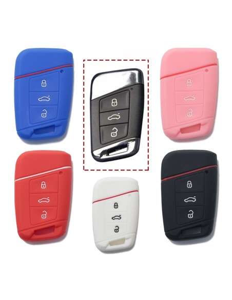 Guscio Silicone Cover Chiave per Telecomando Volkswagen Skoda Bianco  Magotan Passat B8 Skoda Superb Kodiaq A7 Portachiavi