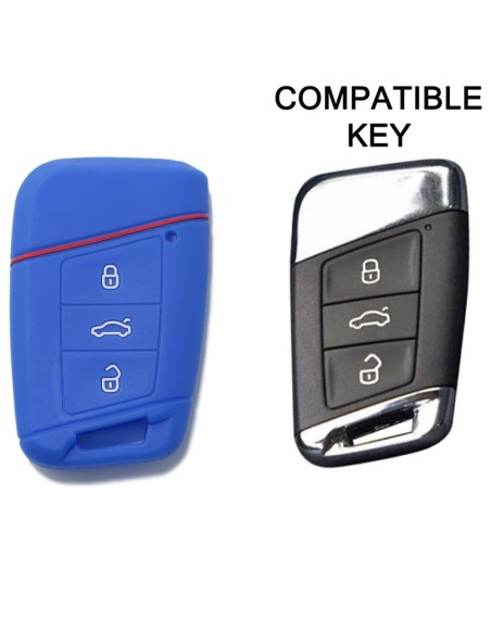 Guscio in Silicone Cover Chiave per Telecomando Volkswagen Skoda Blu  Magotan Passat B8 Skoda Superb Kodiaq A7 Portachiavi