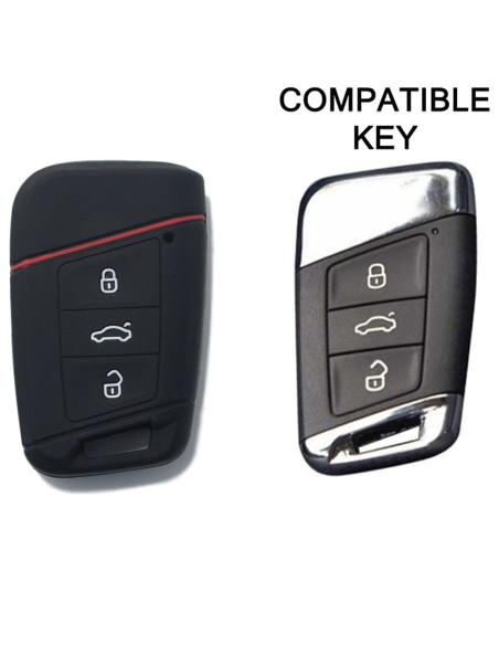 Guscio in Silicone Cover Chiave per Telecomando Volkswagen Skoda Nero Magotan Passat B8 Skoda Superb Kodiaq A7 Portachiavi