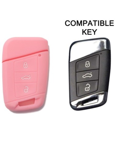 Guscio in Silicone Cover Chiave per Telecomando Volkswagen Skoda Rosa Magotan Passat B8 Skoda Superb Kodiaq A7 Portachiavi