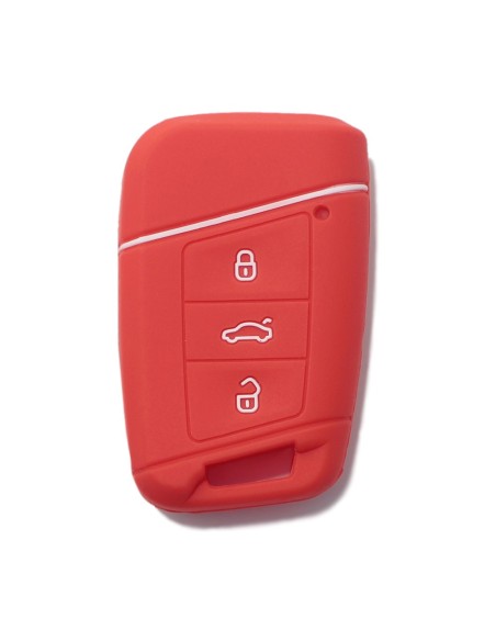Guscio in Silicone Cover Chiave per Telecomando Volkswagen Skoda Rosso Magotan Passat B8 Skoda Superb Kodiaq A7 Portachiavi