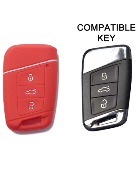 Guscio in Silicone Cover Chiave per Telecomando Volkswagen Skoda Rosso Magotan Passat B8 Skoda Superb Kodiaq A7 Portachiavi
