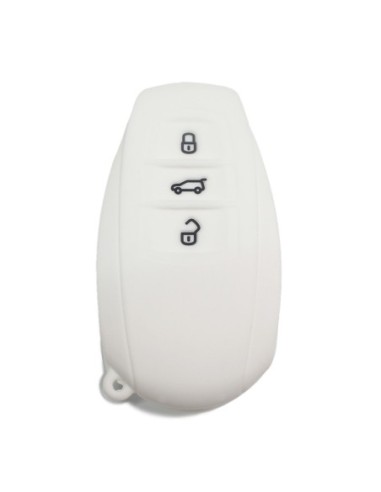 Guscio Silicone Cover Chiave Telecomando Volkswagen Touareg 2011-2014 Bianco 3 Tasti