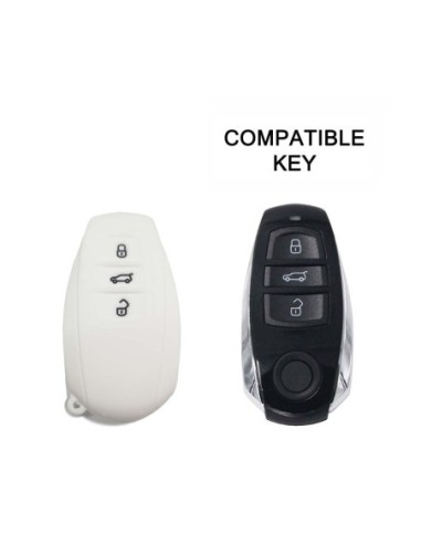 Guscio Silicone Cover Chiave Telecomando Volkswagen Touareg 2011-2014 Bianco 3 Tasti