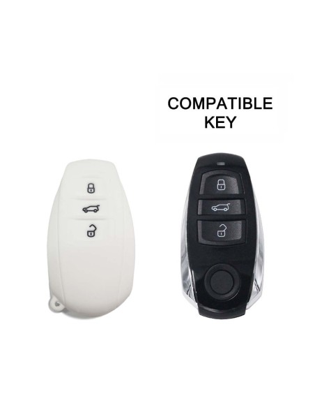 Guscio Silicone Cover Chiave Telecomando Volkswagen Touareg 2011-2014 Bianco 3 Tasti