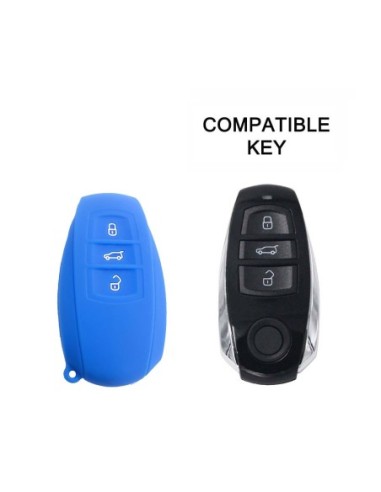 Guscio Silicone Cover Chiave Telecomando Volkswagen Touareg 2011-2014 Blu 3 Tasti