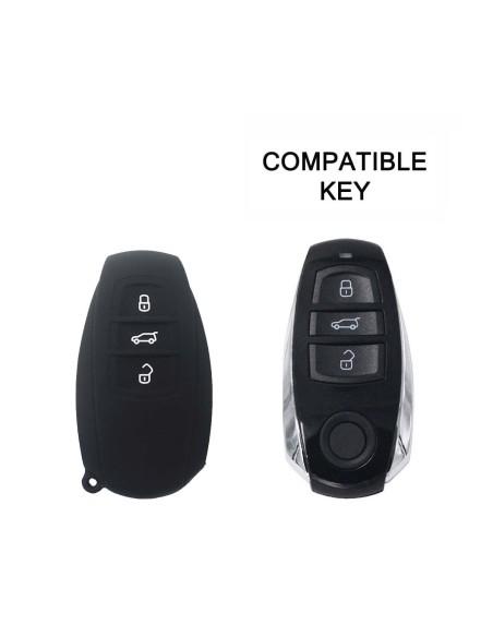 Guscio Silicone Cover Chiave Telecomando Volkswagen Touareg 2011-2014 Nero 3 Tasti