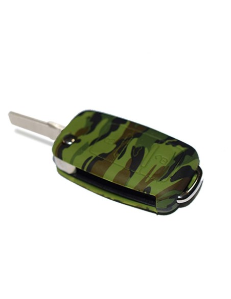 Guscio in Silicone Cover Chiave per Telecomando Volkswagen Seat Skoda Portachiave Camouflage VW Golf Passat Polo Touran Tiguan Eos Sharan Touareg Phateon Caddy T5 Amarok Lupo Seat Altea Alhambra Leon Ibiza Exeo Cordoba Arosa Skoda Octavia Fabia Superb