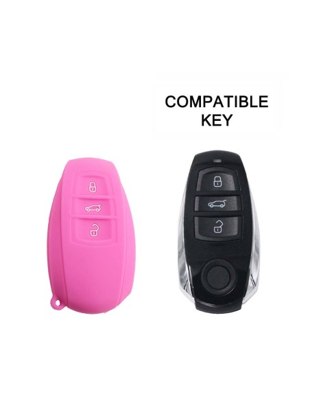 Guscio Silicone Cover Chiave Telecomando Volkswagen Touareg 2011-2014 Rosa 3 Tasti