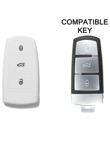 Guscio Silicone Cover Chiave per Telecomando Volkswagen Bianco 3 Tasti Polo Golf Passat Touran Bora Tiguan Sharan Jetta Cady Scirocco Magotan CC