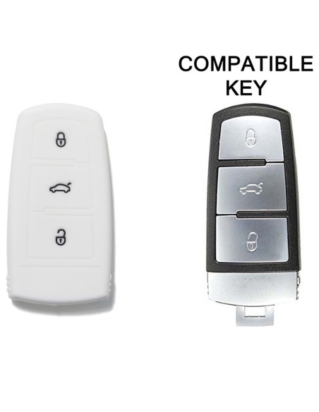 Guscio Silicone Cover Chiave per Telecomando Volkswagen Bianco 3 Tasti Polo Golf Passat Touran Bora Tiguan Sharan Jetta Cady Scirocco Magotan CC