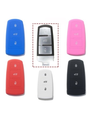 Guscio Silicone Cover Chiave per Telecomando Volkswagen Bianco 3 Tasti Polo Golf Passat Touran Bora Tiguan Sharan Jetta Cady Scirocco Magotan CC