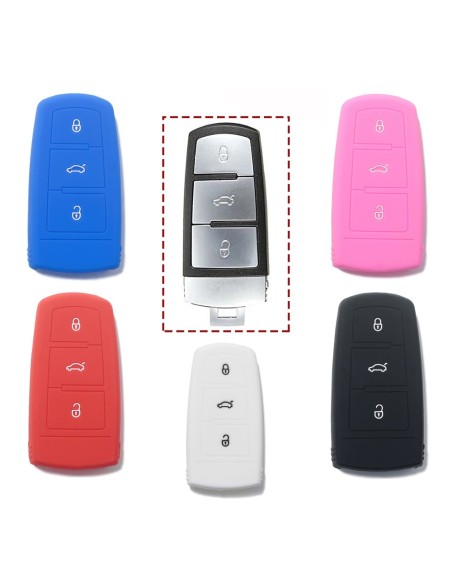 Guscio Silicone Cover Chiave per Telecomando Volkswagen Bianco 3 Tasti Polo Golf Passat Touran Bora Tiguan Sharan Jetta Cady Scirocco Magotan CC