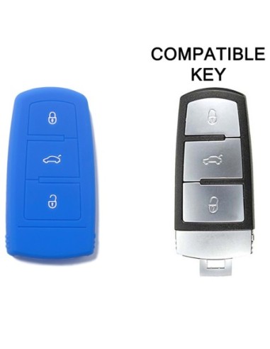 Guscio Silicone Cover Chiave per Telecomando Volkswagen Blu 3 Tasti Polo Golf Passat Touran Bora Tiguan Sharan Jetta Cady Scirocco Magotan CC