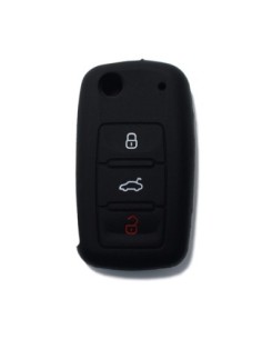 Guscio in Silicone Cover Chiave per Telecomando Volkswagen Seat Skoda Portachiave Nero VW Golf Passat Polo Touran Tiguan Eos Sharan Touareg Phateon Caddy T5 Amarok Lupo Seat Altea Alhambra Leon Ibiza Exeo Cordoba Arosa Skoda Octavia Fabia Superb Roomster