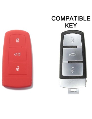 Guscio Silicone Cover Chiave per Telecomando Volkswagen Rosso 3 Tasti Polo Golf Passat Touran Bora Tiguan Sharan Jetta Cady Scirocco Magotan CC