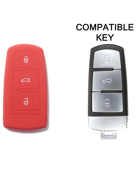 Guscio Silicone Cover Chiave per Telecomando Volkswagen Rosso 3 Tasti Polo Golf Passat Touran Bora Tiguan Sharan Jetta Cady Scirocco Magotan CC
