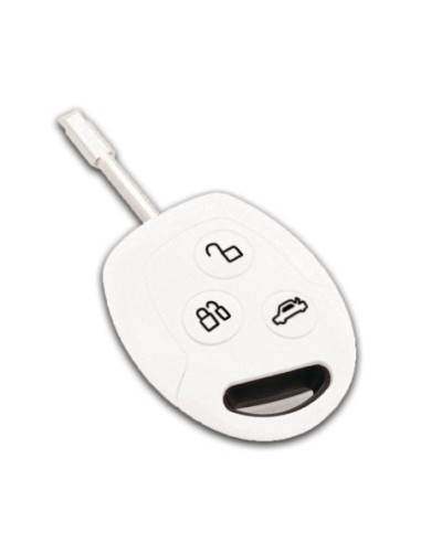 Guscio Silicone Cover Chiave per Telecomando Ford Portachiavi Bianco 3 Tasti C-Max Fiesta Focus KA Mondeo Transit