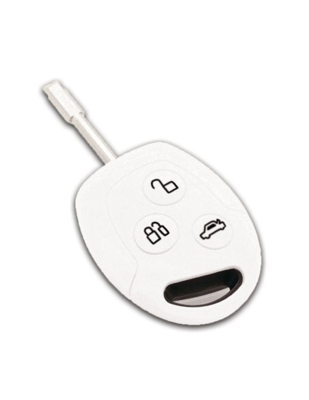 Guscio Silicone Cover Chiave per Telecomando Ford Portachiavi Bianco 3 Tasti C-Max Fiesta Focus KA Mondeo Transit