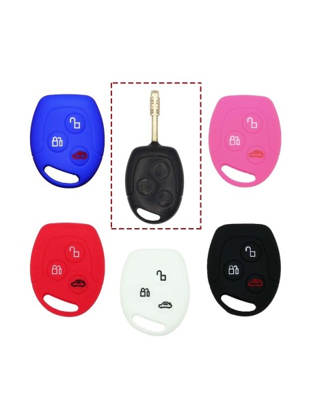 Guscio Silicone Cover Chiave per Telecomando Ford Portachiavi Bianco 3 Tasti C-Max Fiesta Focus KA Mondeo Transit