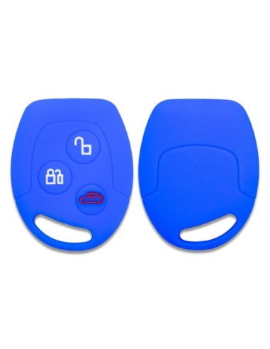 Guscio in Silicone Cover Chiave per Telecomando Ford Portachiavi Blu 3 Tasti C-Max Fiesta Focus KA Mondeo Transit
