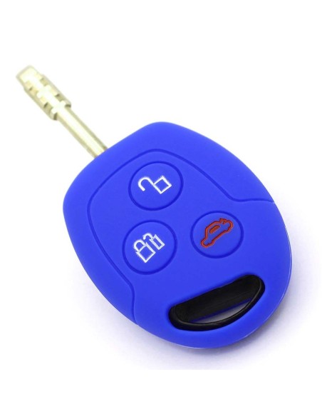 Guscio in Silicone Cover Chiave per Telecomando Ford Portachiavi Blu 3 Tasti C-Max Fiesta Focus KA Mondeo Transit