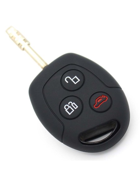 Guscio in Silicone Cover Chiave per Telecomando Ford Portachiavi Nero 3 Tasti C-Max Fiesta Focus KA Mondeo Transit