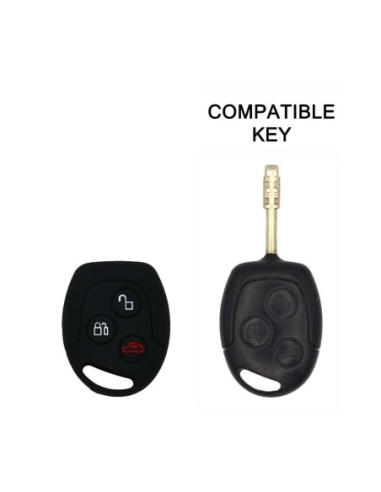 Guscio in Silicone Cover Chiave per Telecomando Ford Portachiavi Nero 3 Tasti C-Max Fiesta Focus KA Mondeo Transit