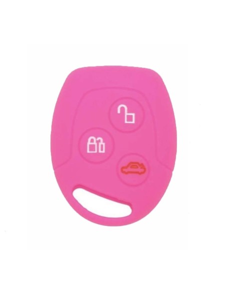 Guscio in Silicone Cover Chiave per Telecomando Ford Portachiavi Rosa 3 Tasti C-Max Fiesta Focus KA Mondeo Transit