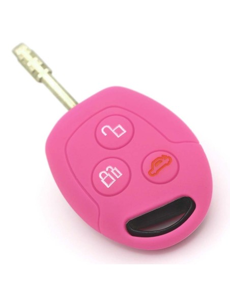 Guscio in Silicone Cover Chiave per Telecomando Ford Portachiavi Rosa 3 Tasti C-Max Fiesta Focus KA Mondeo Transit