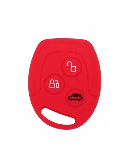 Guscio in Silicone Cover Chiave per Telecomando Ford Portachiavi Rosso 3 Tasti C-Max Fiesta Focus KA Mondeo Transit