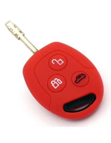 Guscio in Silicone Cover Chiave per Telecomando Ford Portachiavi Rosso 3 Tasti C-Max Fiesta Focus KA Mondeo Transit