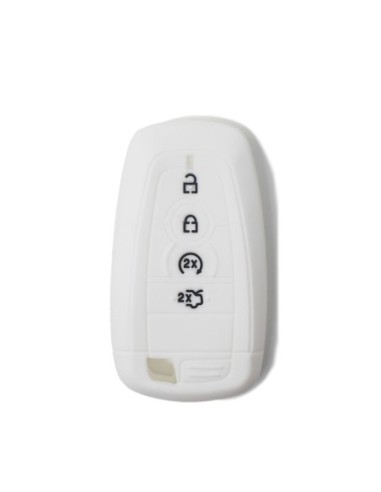 Guscio Silicone Cover Chiave per Telecomando Ford Bianco Keyless-Entry 4 Tasti Mondeo Explorer Flex Mustang Fusion MKC MKX MKZ
