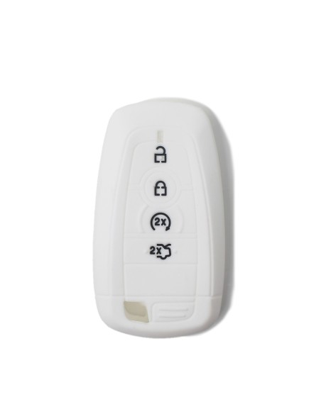 Guscio Silicone Cover Chiave per Telecomando Ford Bianco Keyless-Entry 4 Tasti Mondeo Explorer Flex Mustang Fusion MKC MKX MKZ