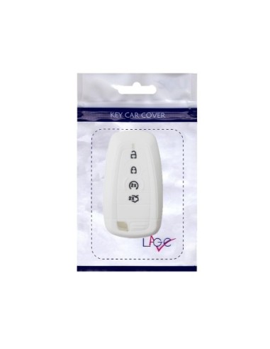 Guscio Silicone Cover Chiave per Telecomando Ford Bianco Keyless-Entry 4 Tasti Mondeo Explorer Flex Mustang Fusion MKC MKX MKZ