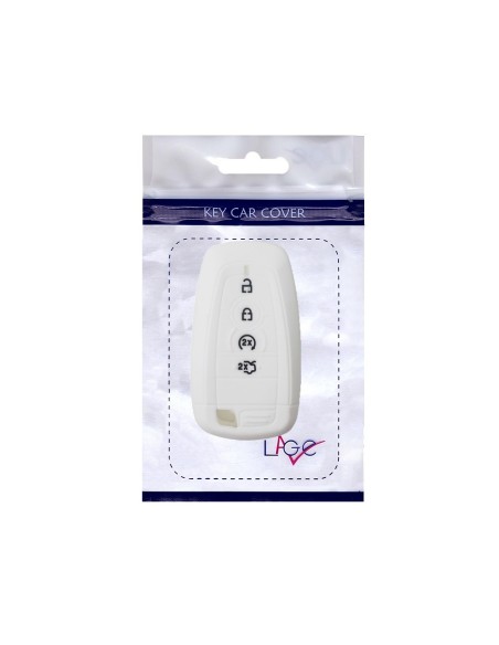 Guscio Silicone Cover Chiave per Telecomando Ford Bianco Keyless-Entry 4 Tasti Mondeo Explorer Flex Mustang Fusion MKC MKX MKZ