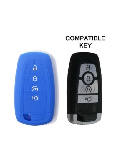 Guscio Silicone Cover Chiave per Telecomando Ford Blu Keyless-Entry 4 Tasti Mondeo Explorer Flex Mustang Fusion MKC MKX MKZ